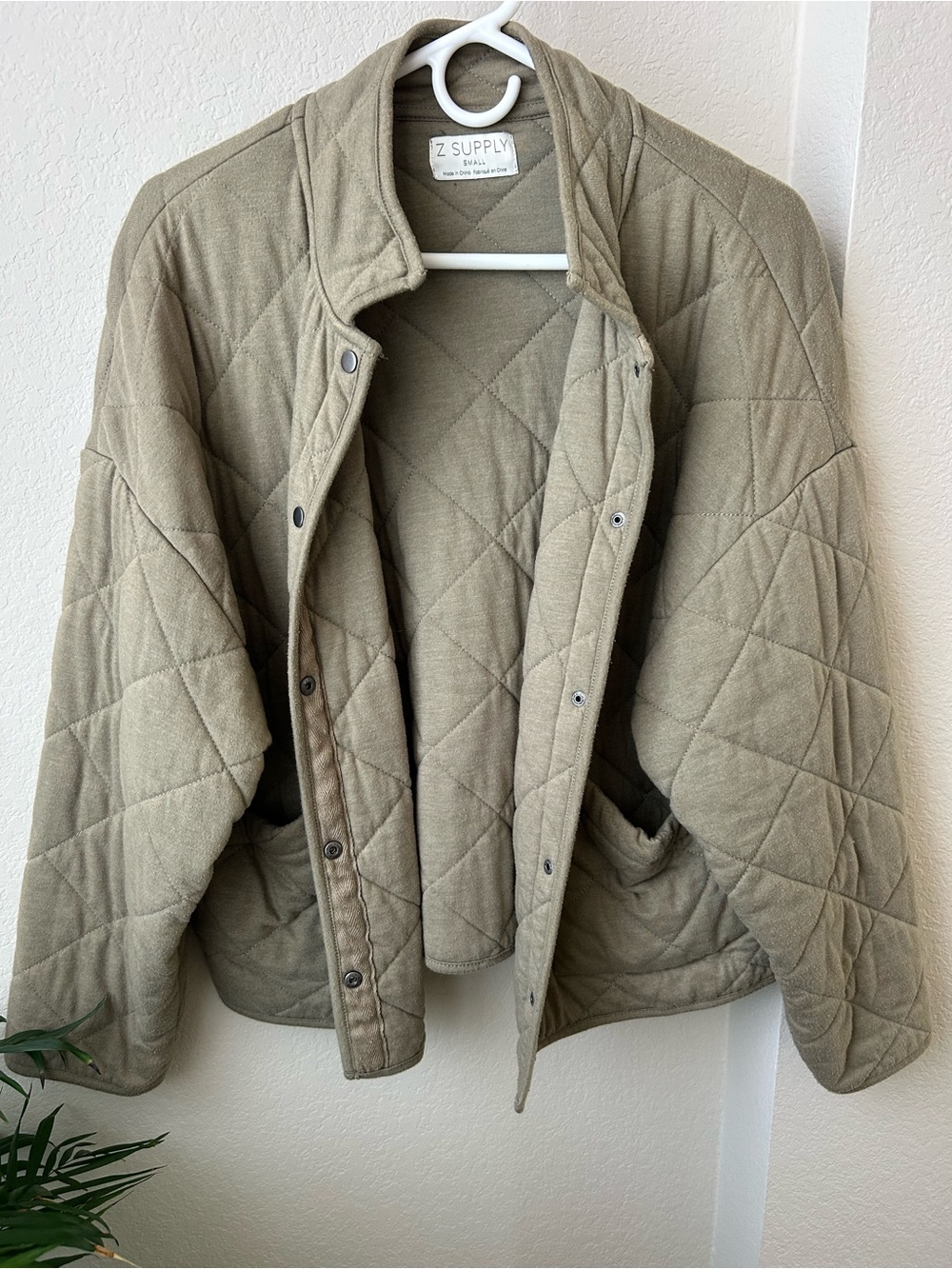 Z Supply Quilted Puffer Jacket in Olive Green